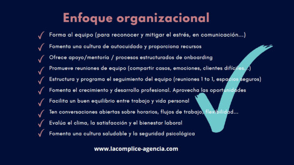 Recomendaciones. Enfoque organizacional. malestar 2