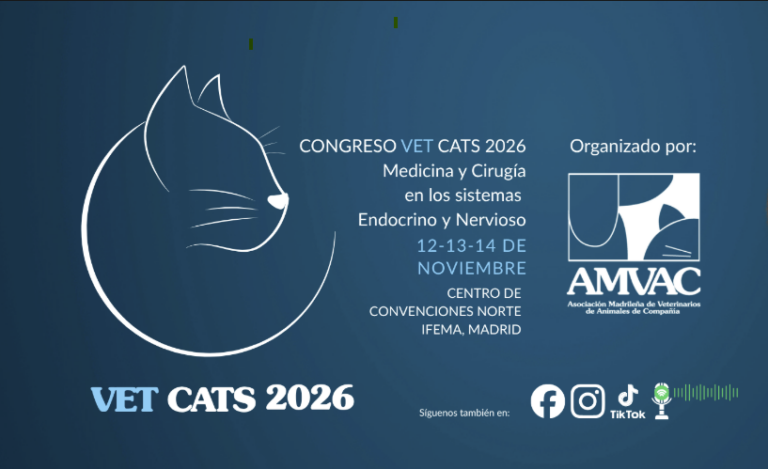Cartel del Congreso Vet Cats 2026 con fechas, sede y logotipo organizador.