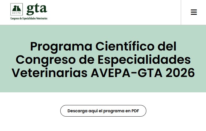 Programa científico del congreso de especialidades veterinarias AVEPA-GTA 2026