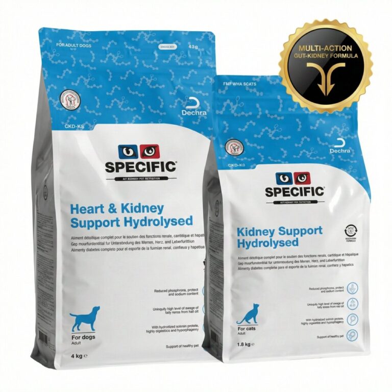 Paquetes de dietas renales hidrolizadas para perros y gatos de SPECIFIC