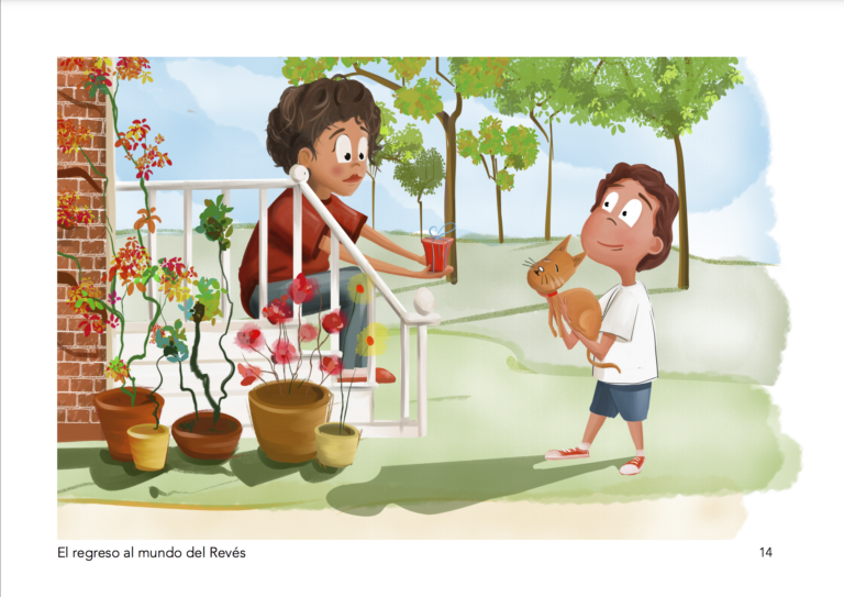 Ilustración de “El regreso al mundo del revés”, un cuento infantil para comprender la eutanasia de perros y gatos