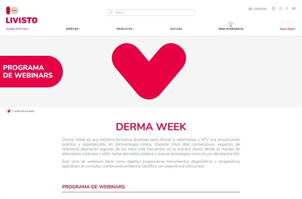 Webinars sobre dermatología veterinaria organizados por LIVISTO