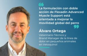 Álvaro Ortega presentando Flexadin Advanced Muscle Support para perros