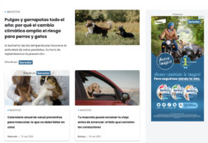 Contenido de la sección de mascotas en eltiempo.es sobre el aumento del riesgo de pulgas y garrapatas