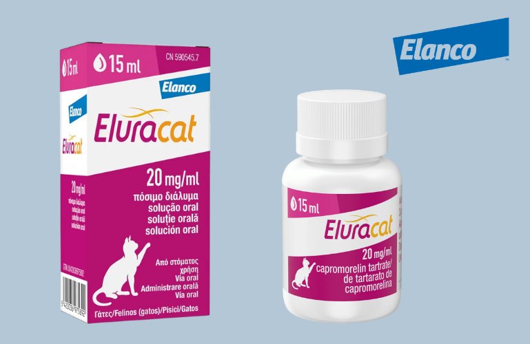 Envase de Eluracat, solución oral para gatos con capromorelina.