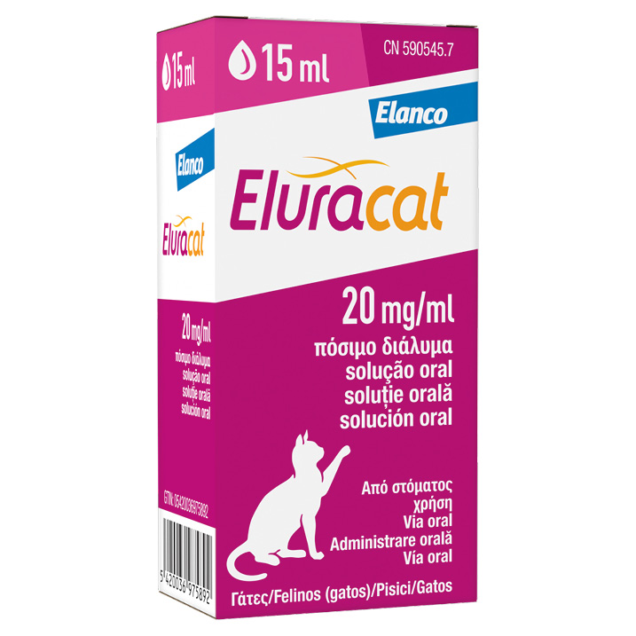 Caja de Eluracat solución oral para gatos de 15 ml