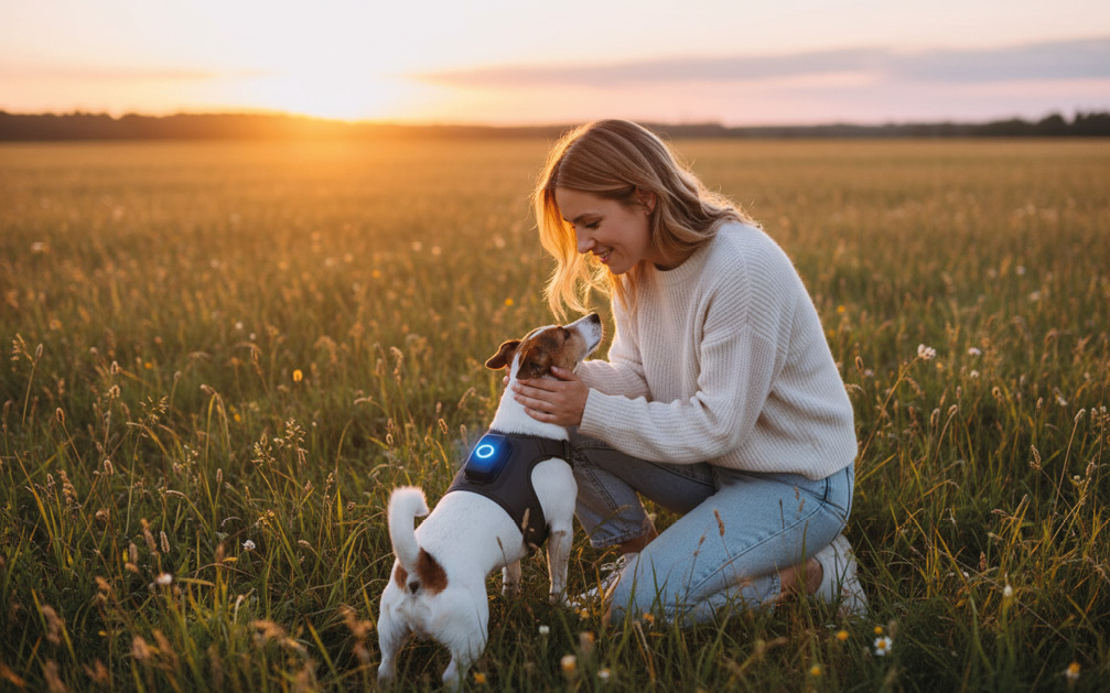 Perro con el dispositivo AcupetHealth