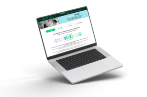 Laptop mostrando curso de gestión y prevención del estrés en veterinarios de Boehringer Ingelheim