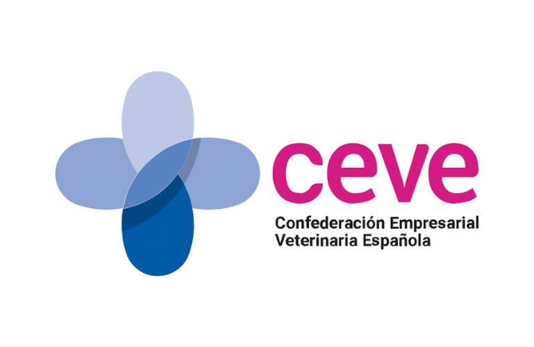 Logo de la Confederación Empresarial Veterinaria Española en colores azul y rosa.