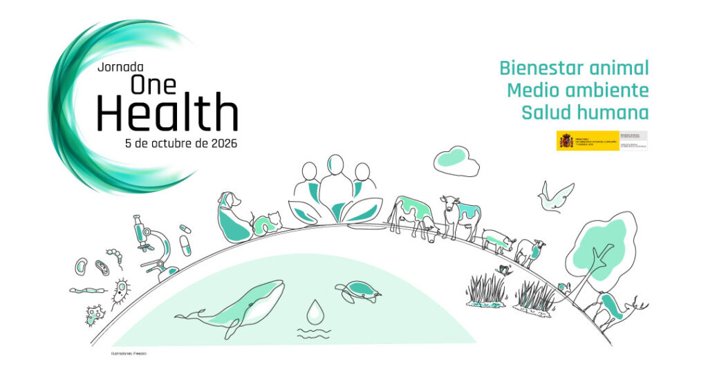 Cartel de la Jornada One Health sobre bienestar animal y salud humana