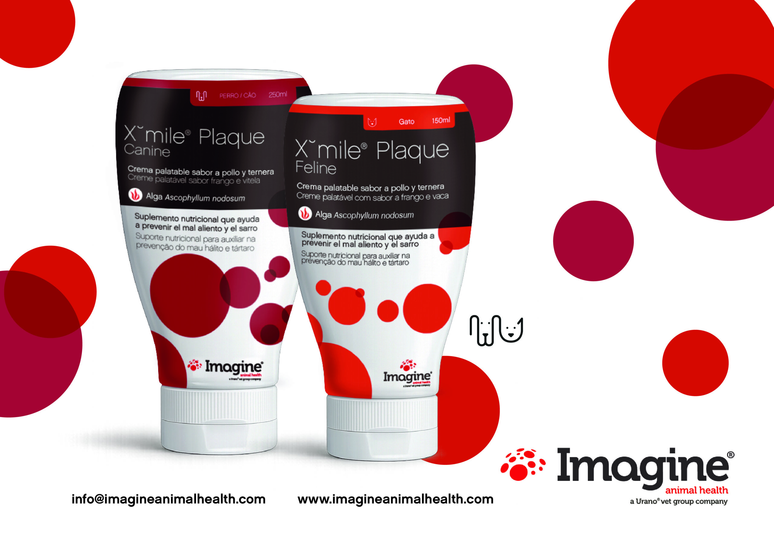 Envases de la crema Xmile Plaque de Imagine Animal Health