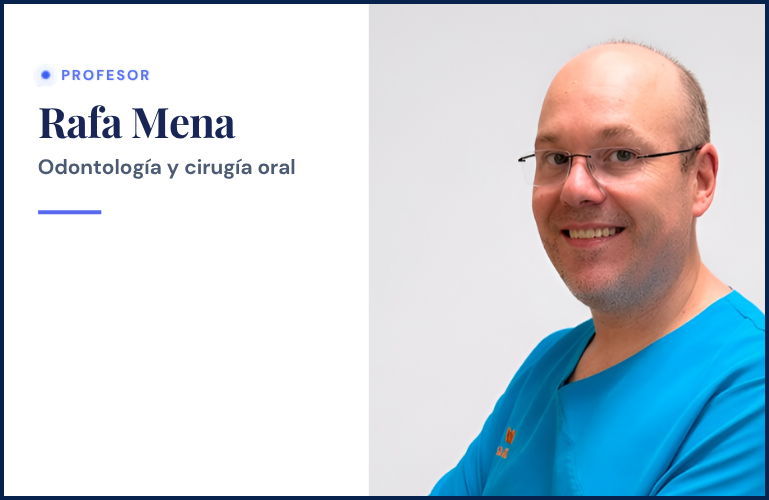 Profesor Rafa Mena en su uniforme de odontología y cirugía oral